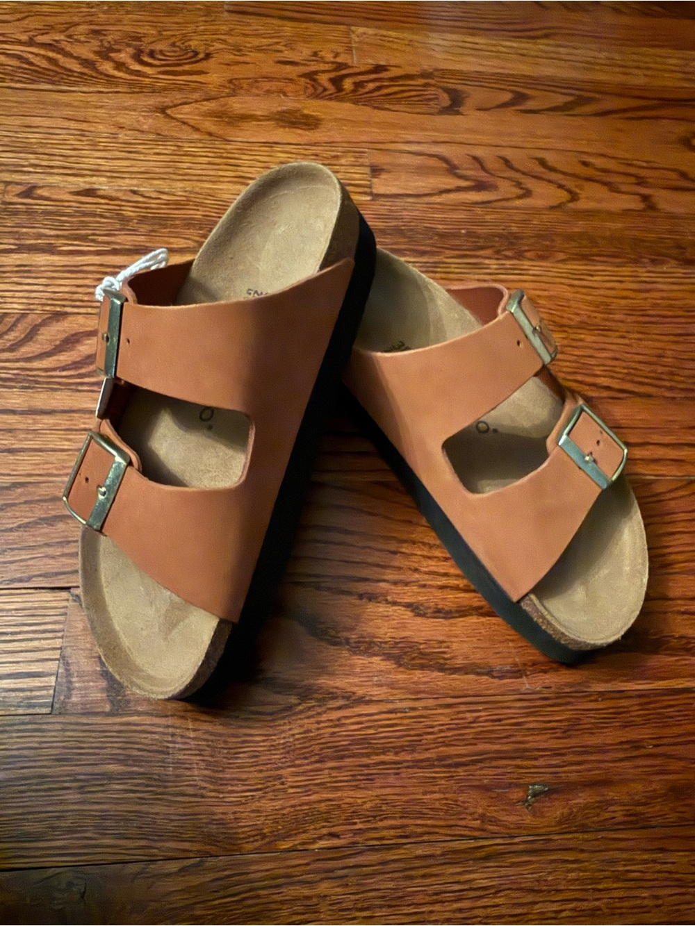 Birkenstock Papillio Arizona platform Double Buckle Sandals in Cognac Brown NEW